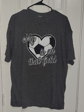 Graphic Soccer Heart Tee - Dark Gray